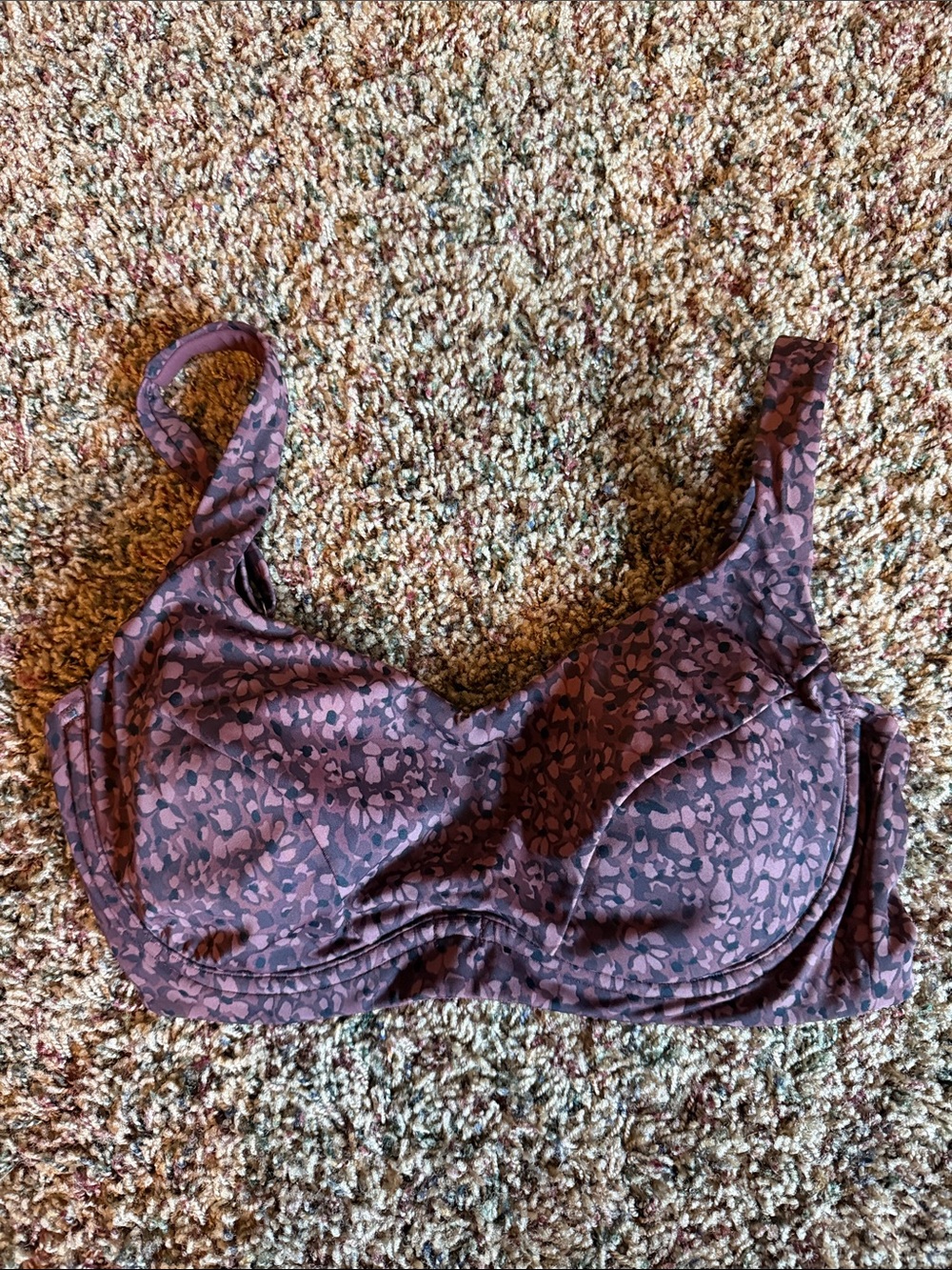 Athleta Mauve Floral-Print Underwire Bikini Top